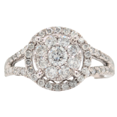 Estate: 10K White Diamond Halo Cluster Ring .80CTW